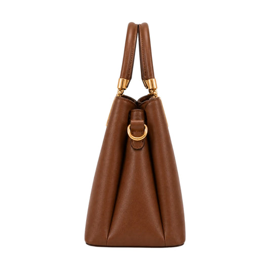 Bagluna Brown Faux Leather Satchel Handbag with Heart Charm