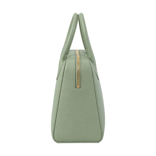 Bagluna Green Faux Leather Zip Satchel Handbag