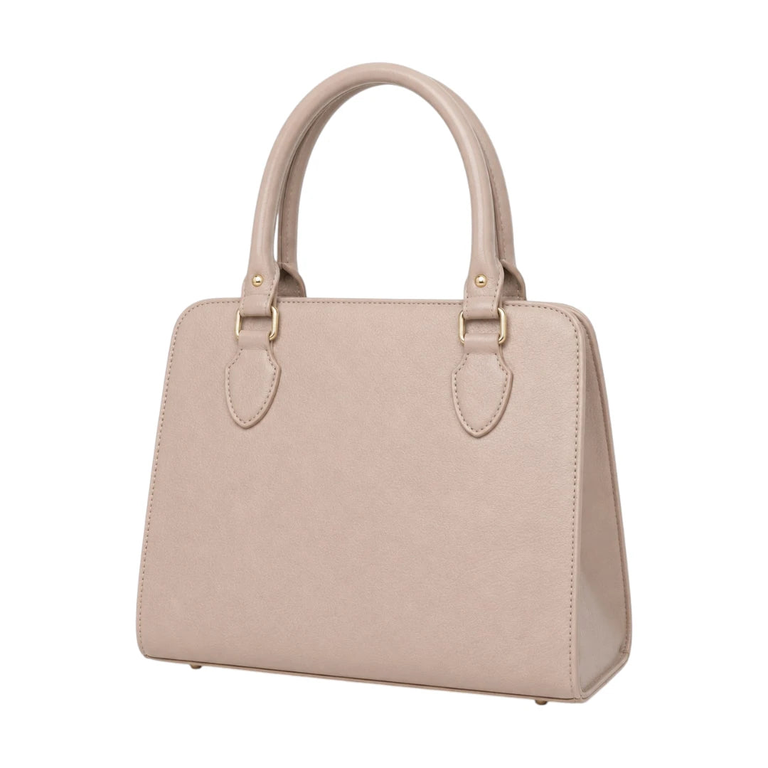 Bagluna Beige Faux Leather Classic Satchel Handbag