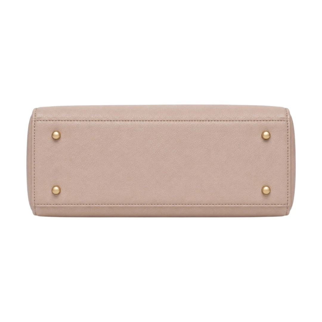Bagluna Beige Faux Leather Classic Satchel Handbag