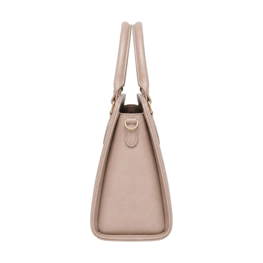 Bagluna Beige Faux Leather Classic Satchel Handbag