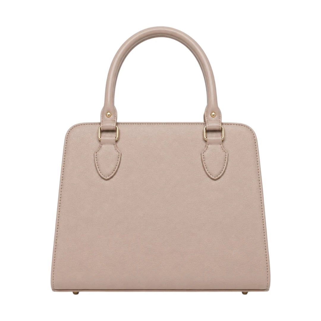 Bagluna Beige Faux Leather Classic Satchel Handbag