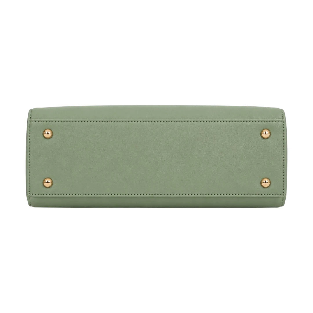 Bagluna Green Faux Leather Zip Satchel Handbag