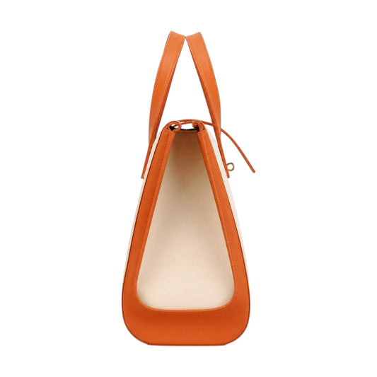 Bagluna Orange Faux Leather Structured Satchel Handbag