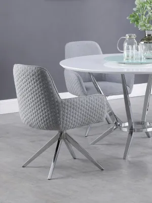 Abby Flare Arm Side Chair Light Grey and Chrome