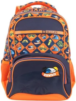 Bestlife Campus Hawaii Backpack| Navy/Orange