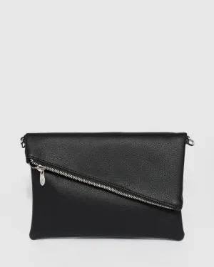 Black Gabi Foldover Clutch Bag