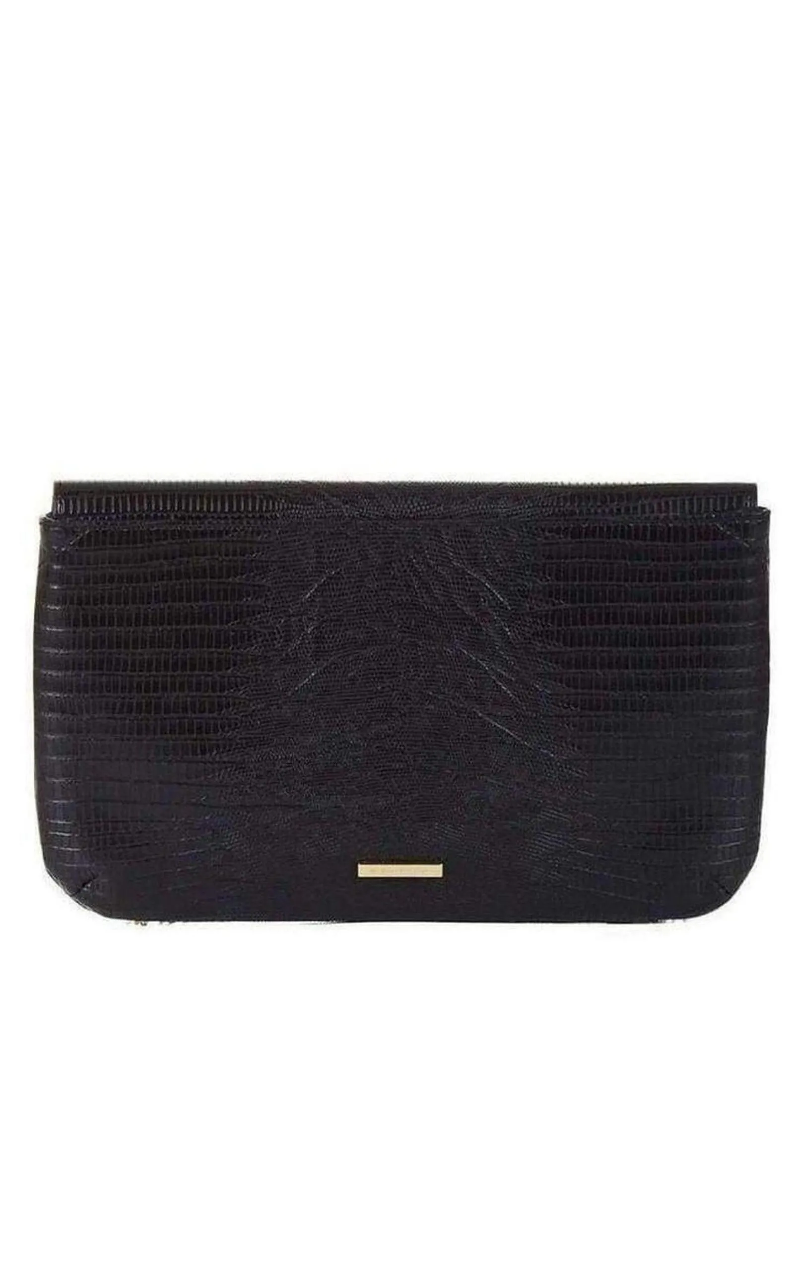 Black Snake Embossed Chain Fringe Clutch