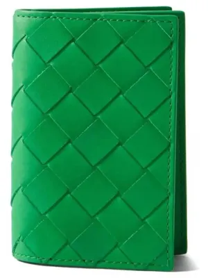 Bottega Veneta Intrecciato Calfskin Leather NonFold Card Holder Green