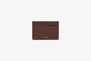 Cardholder - Croc Embossed Leather Chocolate