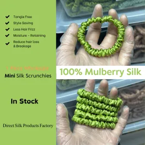 Grass Green silk scrunchies mini