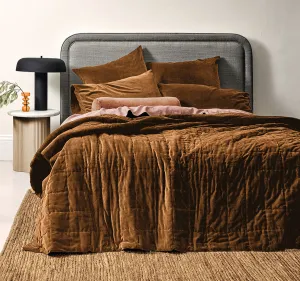 Luxury Velvet Coverlet Tobacco