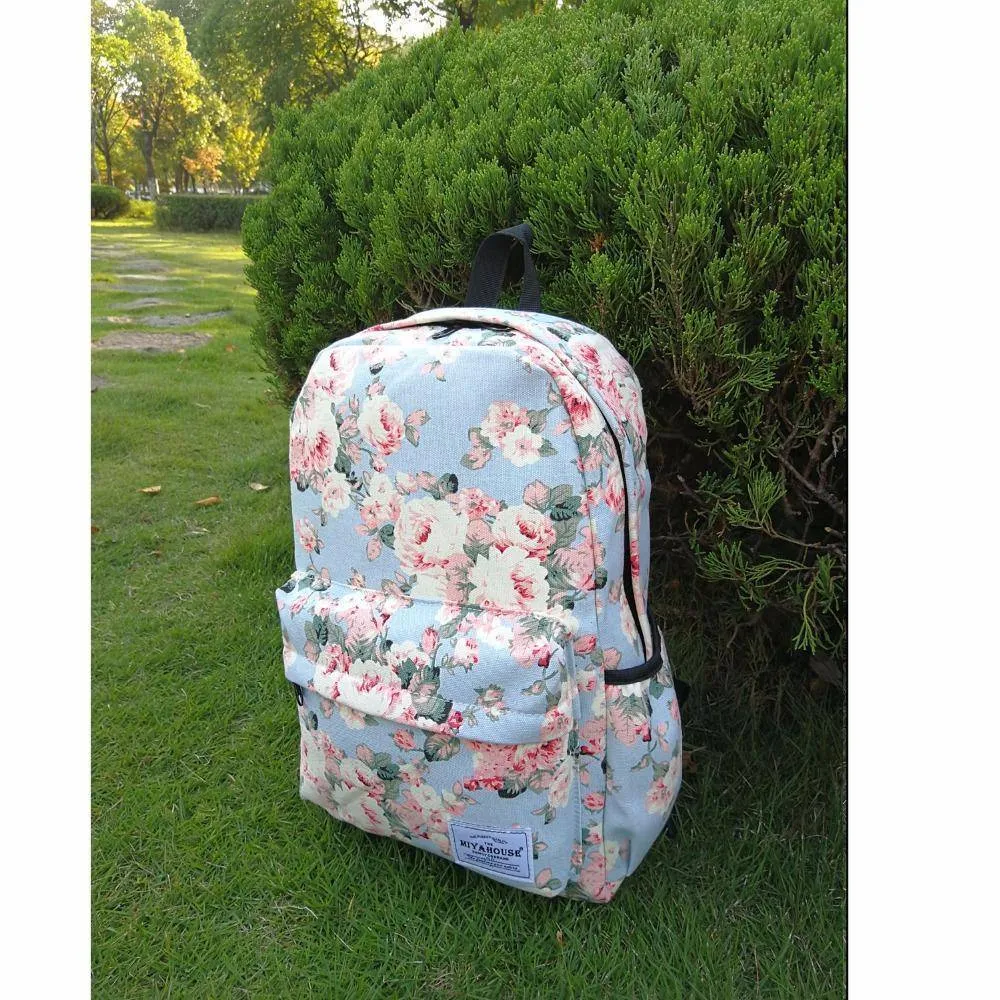 Miyahouse Women Canvas Backpacks For Teenage Girls Travel Rucksack Fashion School Bags For Girls Floral Printing Backpack Women