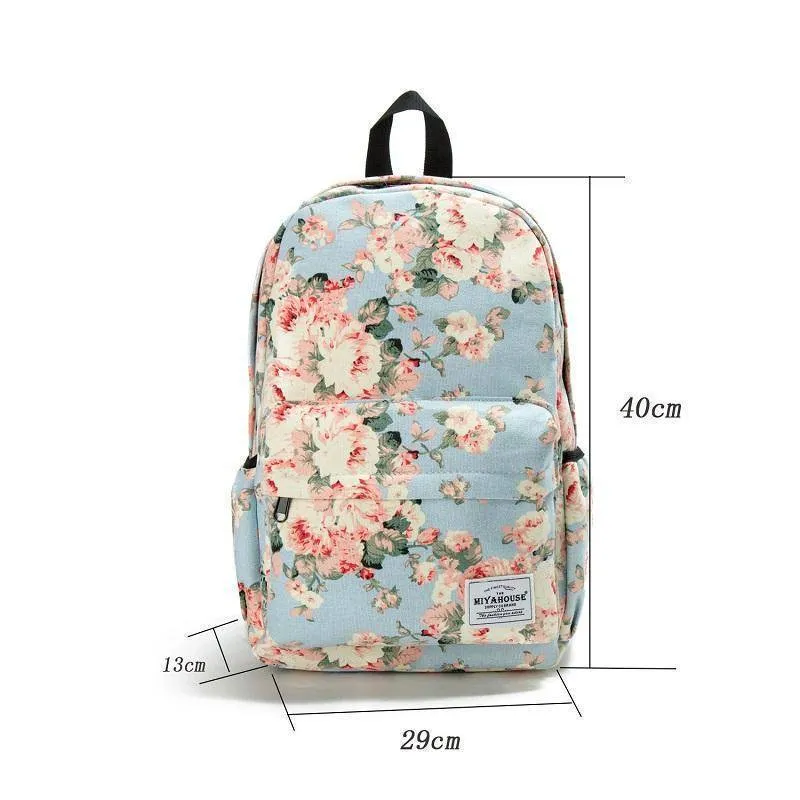 Miyahouse Women Canvas Backpacks For Teenage Girls Travel Rucksack Fashion School Bags For Girls Floral Printing Backpack Women