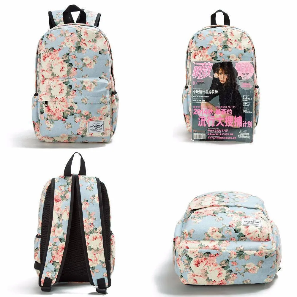 Miyahouse Women Canvas Backpacks For Teenage Girls Travel Rucksack Fashion School Bags For Girls Floral Printing Backpack Women