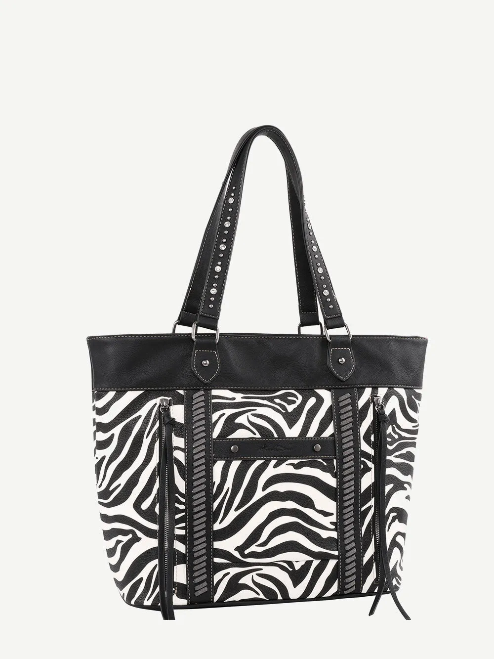 Montana West Animal Print Leather Tassel Concealed Carry Wide Tote