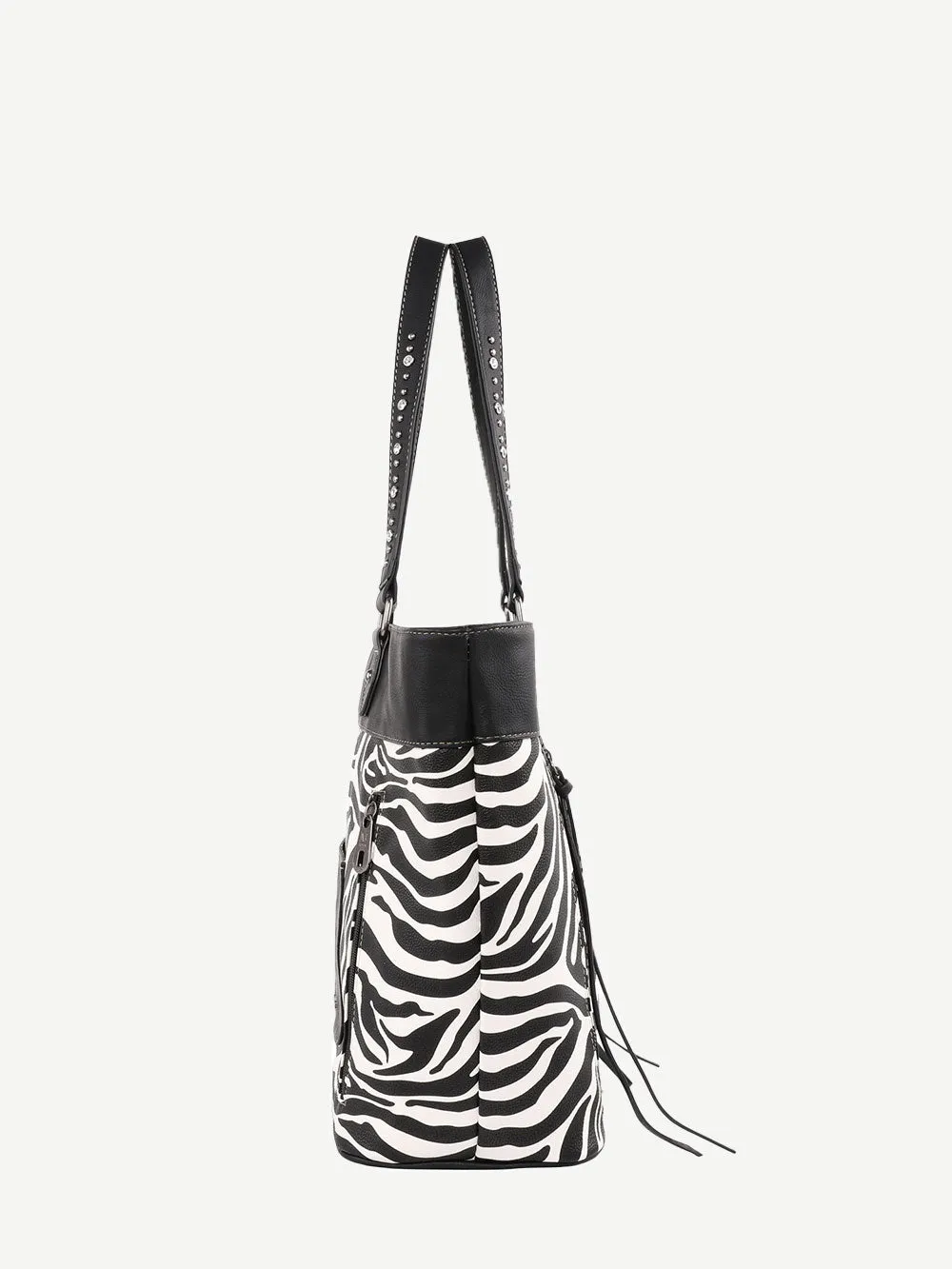 Montana West Animal Print Leather Tassel Concealed Carry Wide Tote