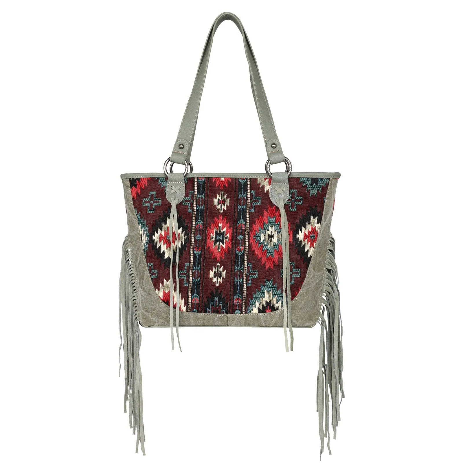 MW1174G-8317 Montana West Aztec Tapestry Fringe Concealed Carry Tote