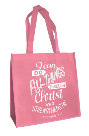 Pink Eco Tote Bag - All things through Christ