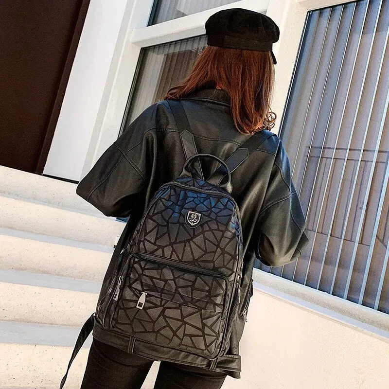 Stone Pattern Leather Backpacks