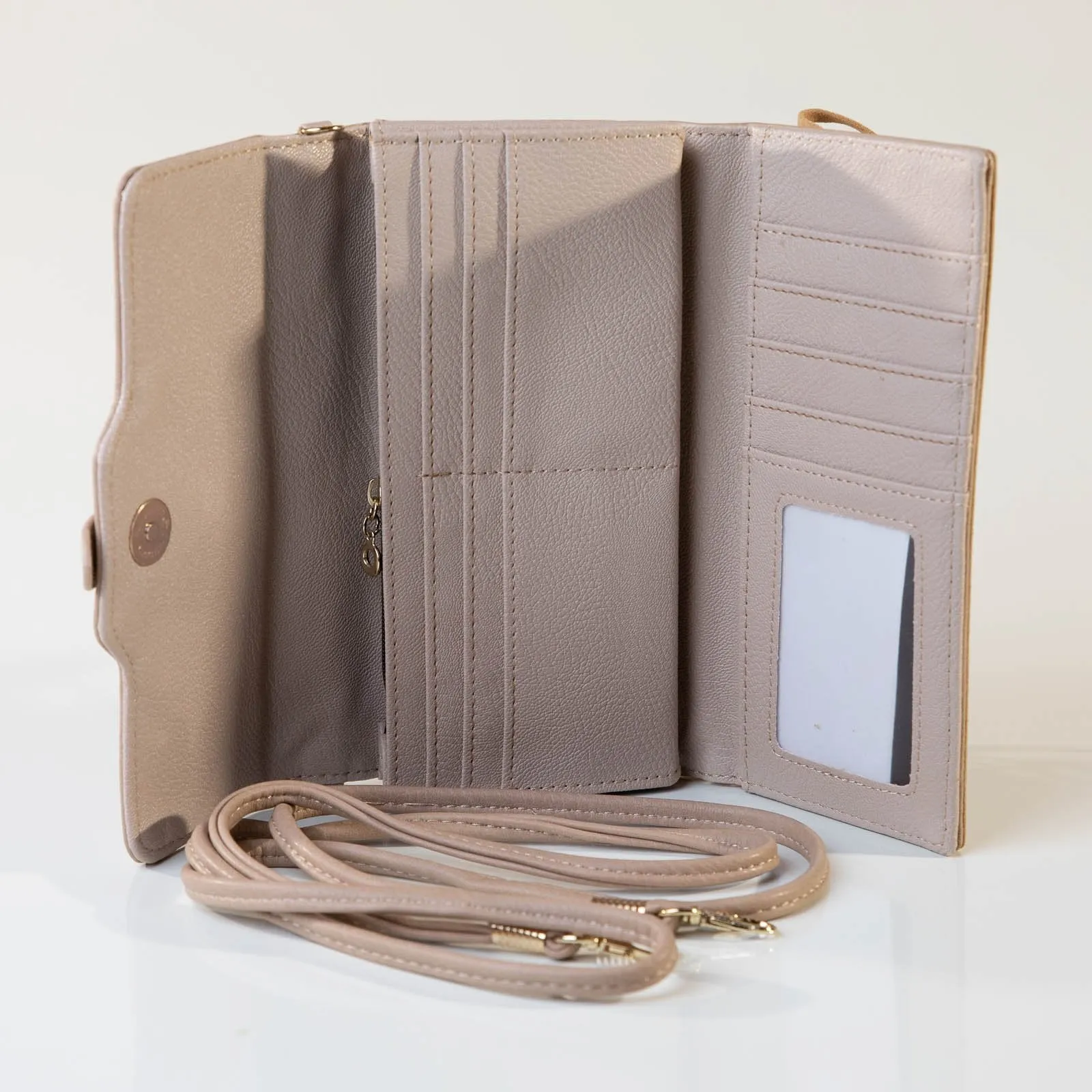 TGB Fringe Foldover Wallet - Beige