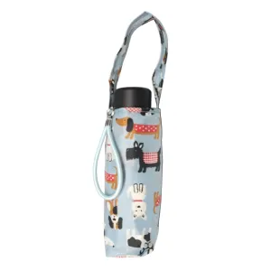 Totes Micro Mini Manual Compact Umbrella, NeverWet technology, Light Blue With Multicolored Dogs, Puppies, 38" arc Coverage