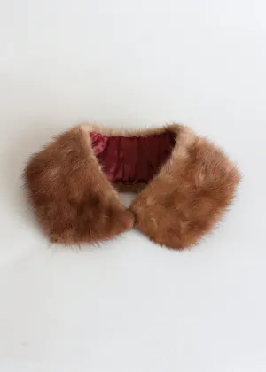 Vintage 1960s Brown Mink Fur Collar